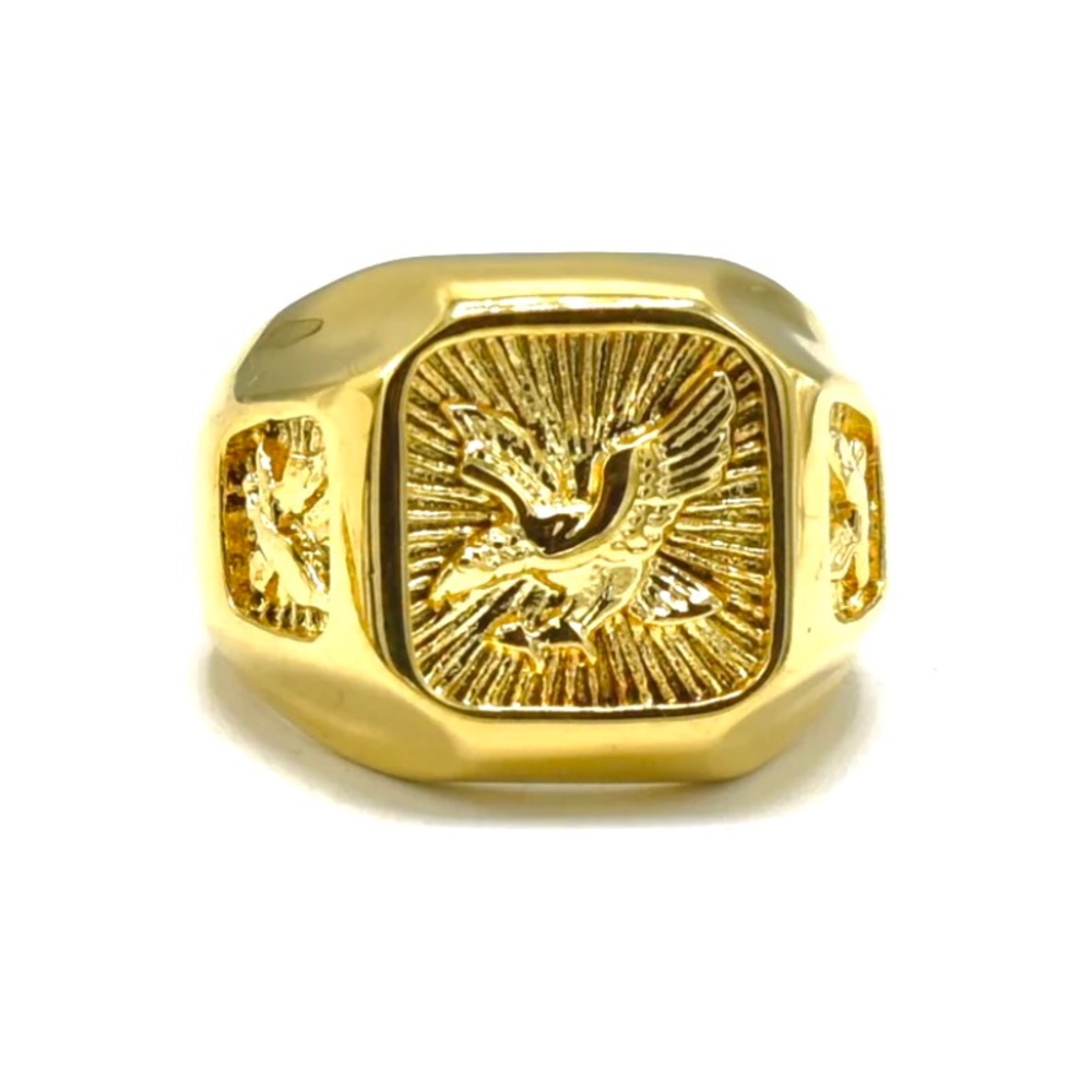 18K Gold Plated Over Stainless Steel Eagle Men Ring
